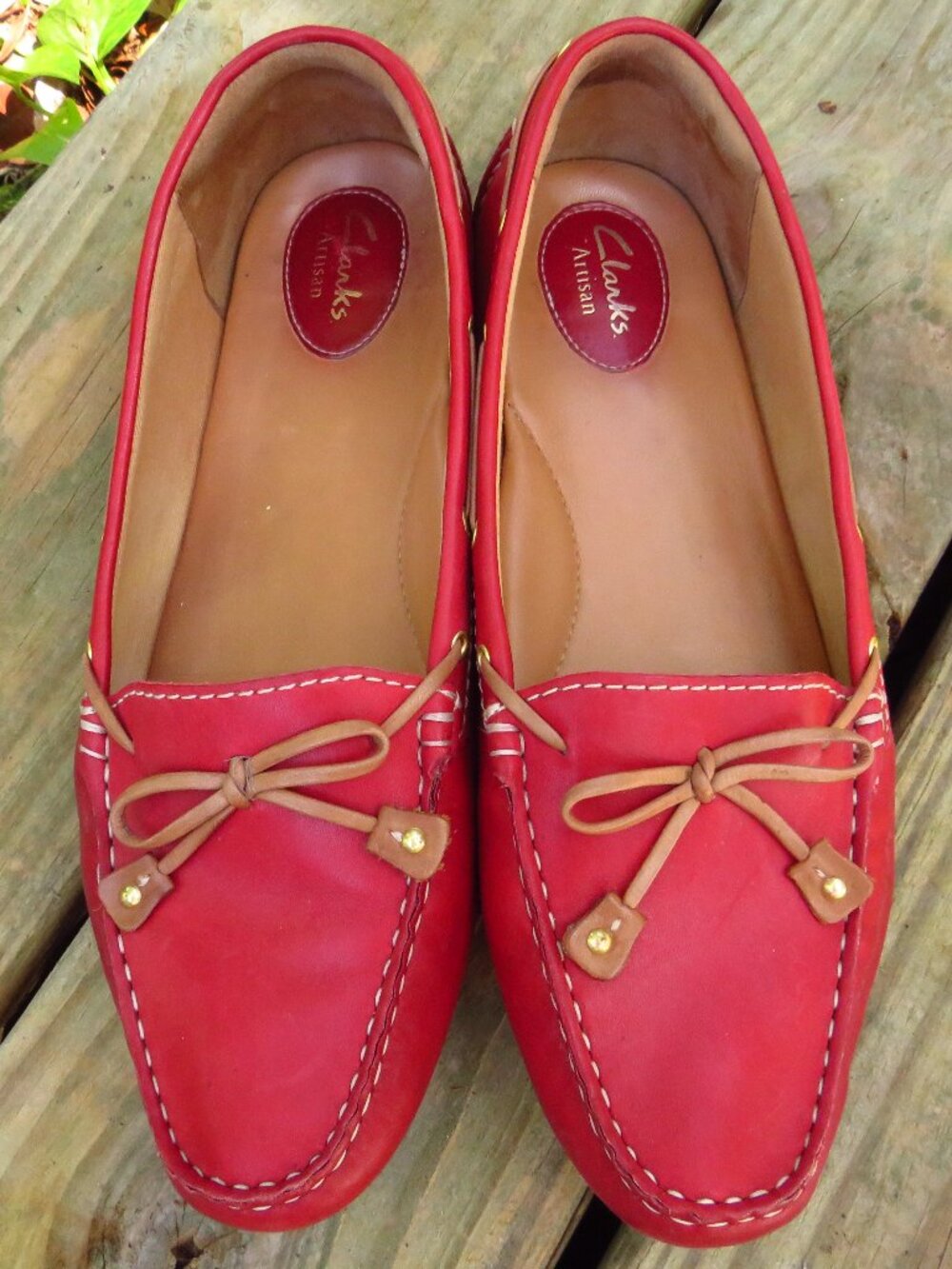 Womens Clarks Artisan Red Burgandy Leather Shoes 11 Medium Flats